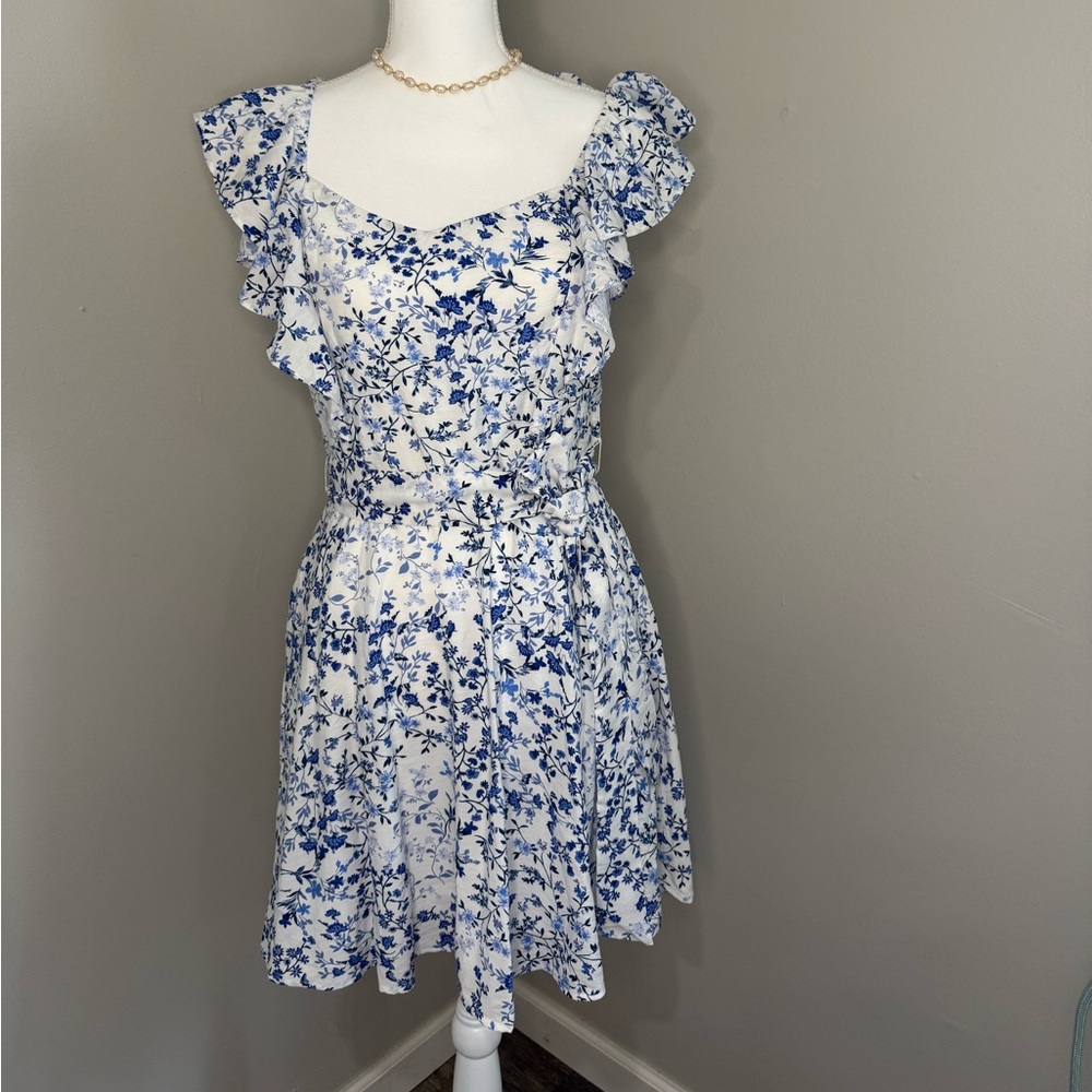 Floral Ruffle Sleeve Dress